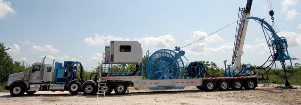 Heavy truck-mounted industrial equipment in the field